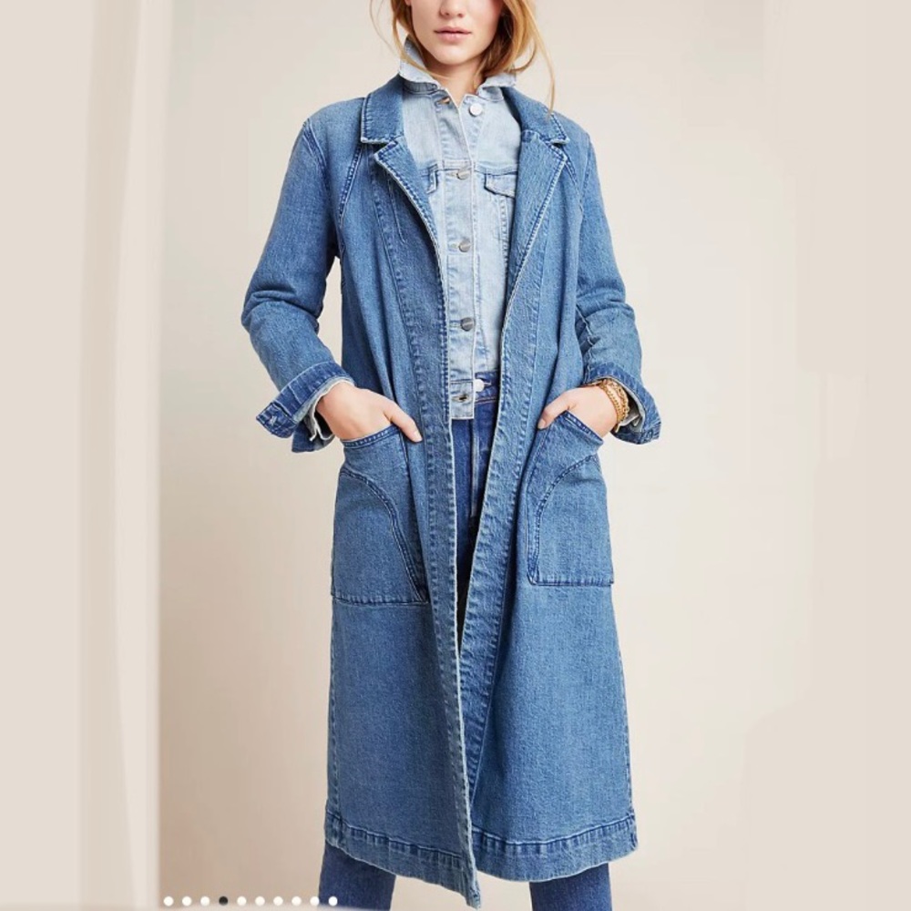 Anthropologie denim trench coat M